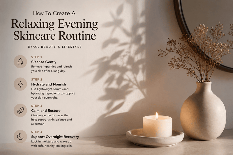 How To Create a Relaxing Evening Skincare Routine in 5 steps - BYAG.