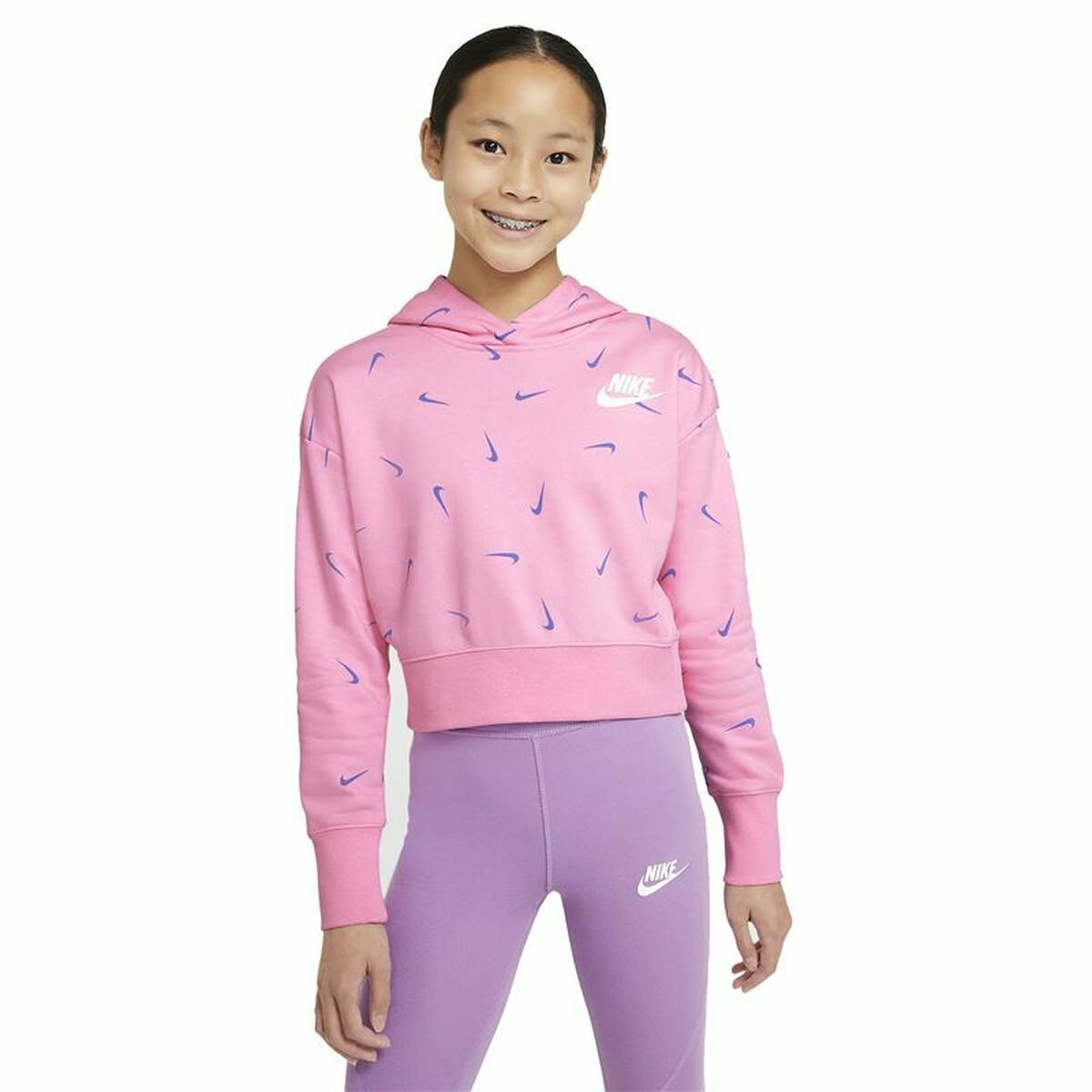 Nike Hooded Print Kids' Sweatshirt - Pink - product view 3