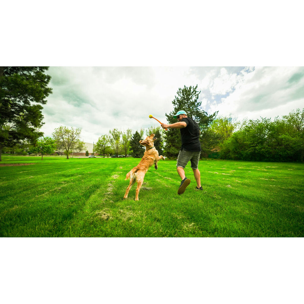 Hunter Ball Launcher für Hunde Gelb Orange Gummi Ball