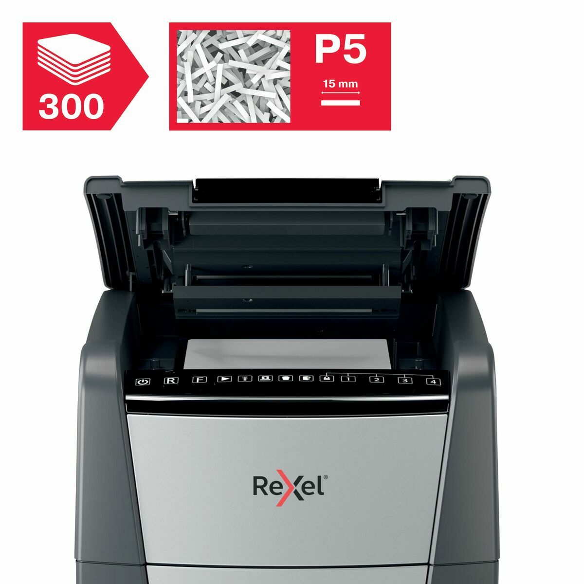 Rexel Mikroschnitt-Aktenvernichter Optimum Auto+ 300M 60 L