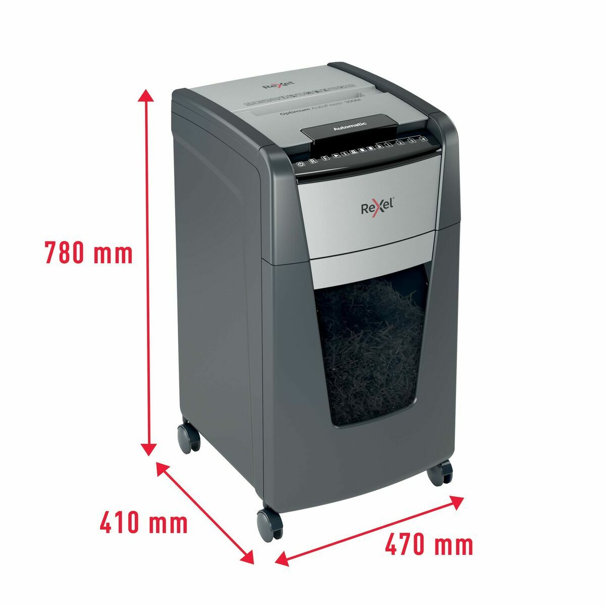 Rexel Mikroschnitt-Aktenvernichter Optimum Auto+ 300M 60 L