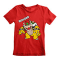 Super Mario Kinder-Kurzarm-T-Shirt Bowser Text Rot – 5-6 Years