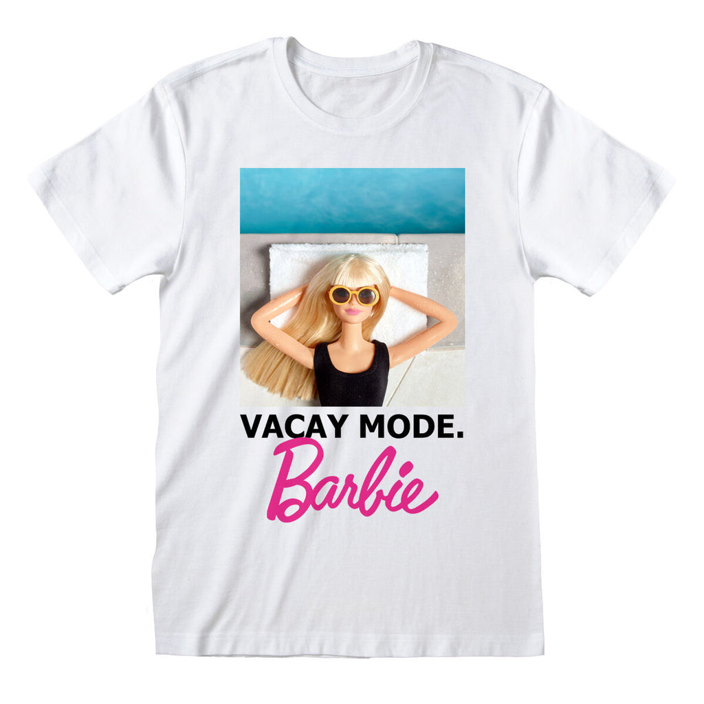Barbie Kurzarm-T-Shirt Vacay Mode Weiß Unisex