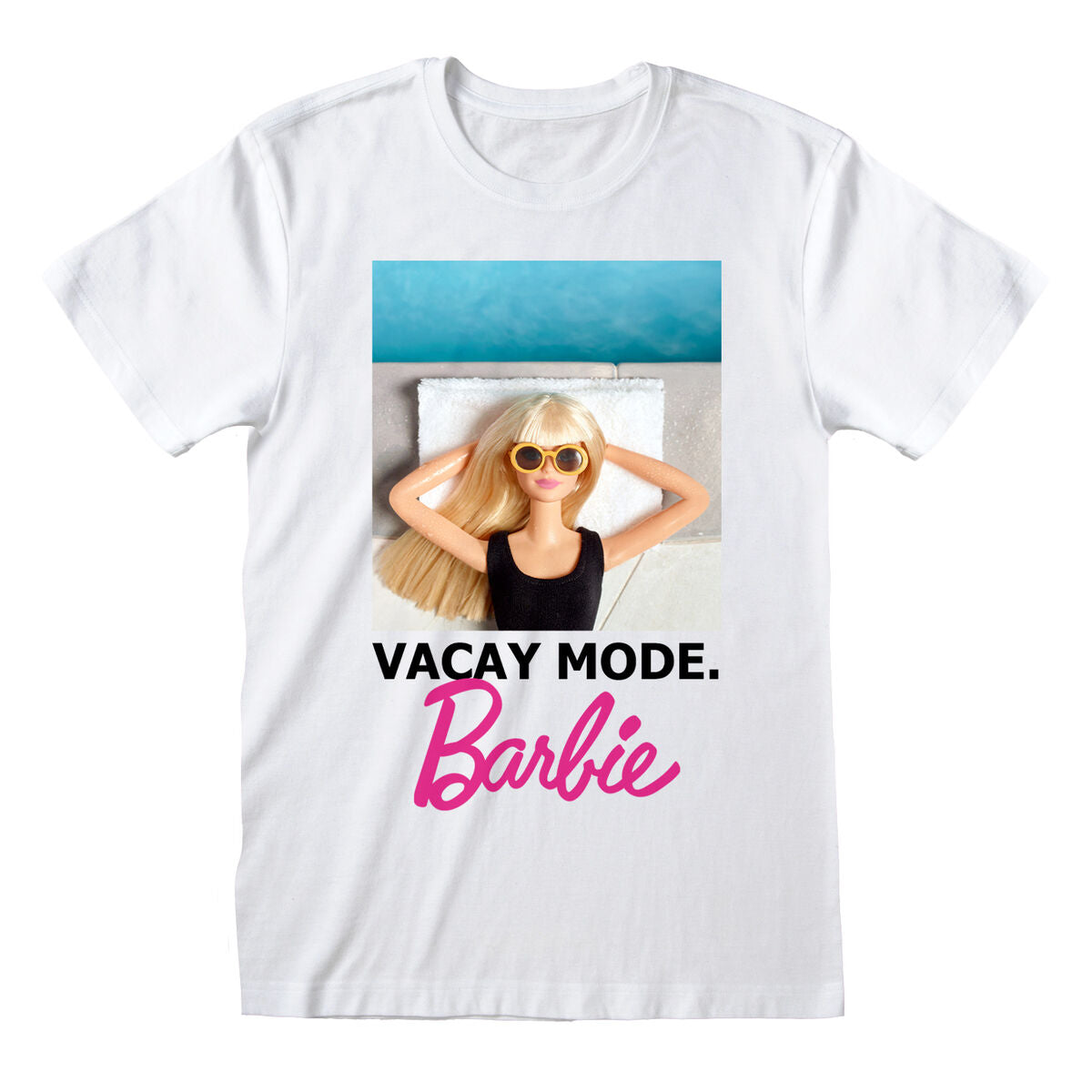 Barbie Kurzarm-T-Shirt Vacay Mode Weiß Unisex