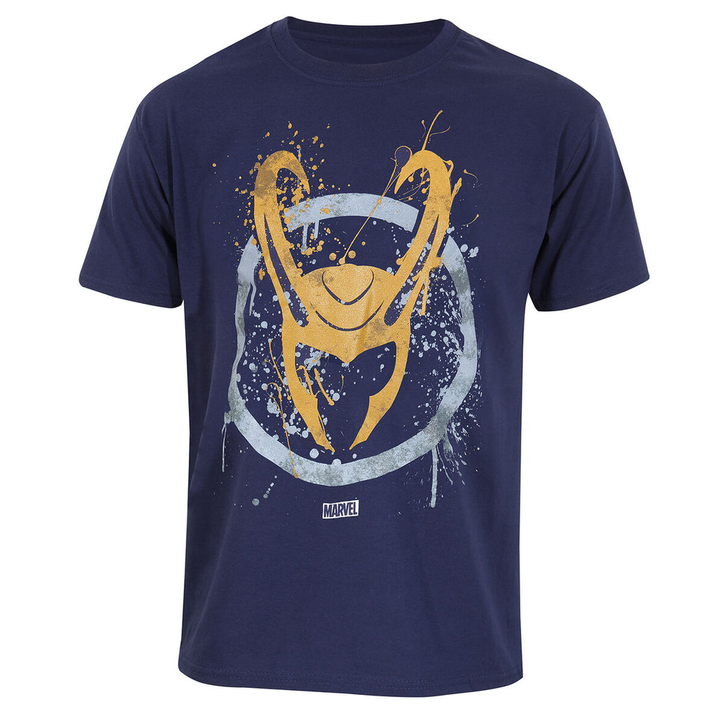Marvel Kurzarm-T-Shirt Splatter Logo Blau Unisex