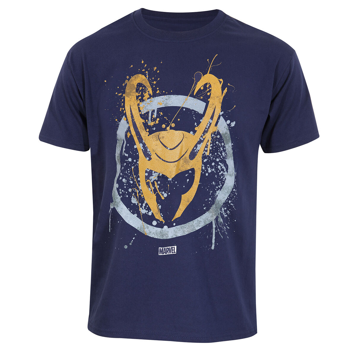 Marvel Kurzarm-T-Shirt Splatter Logo Blau Unisex