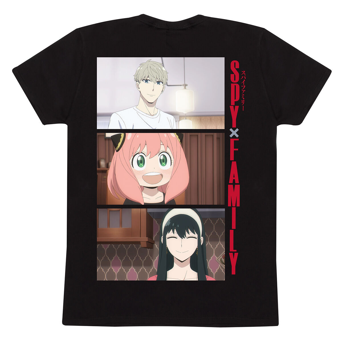 Kurzarm-T-Shirt Spy X Family Trio Shots Schwarz Unisex – XL