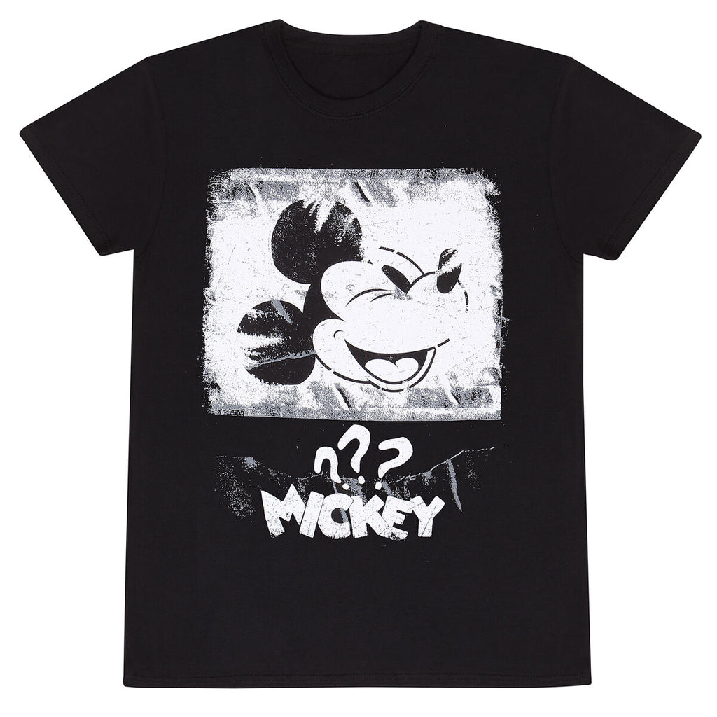 Mickey Mouse Unisex Kurzarm-T-Shirt Poster Style Schwarz