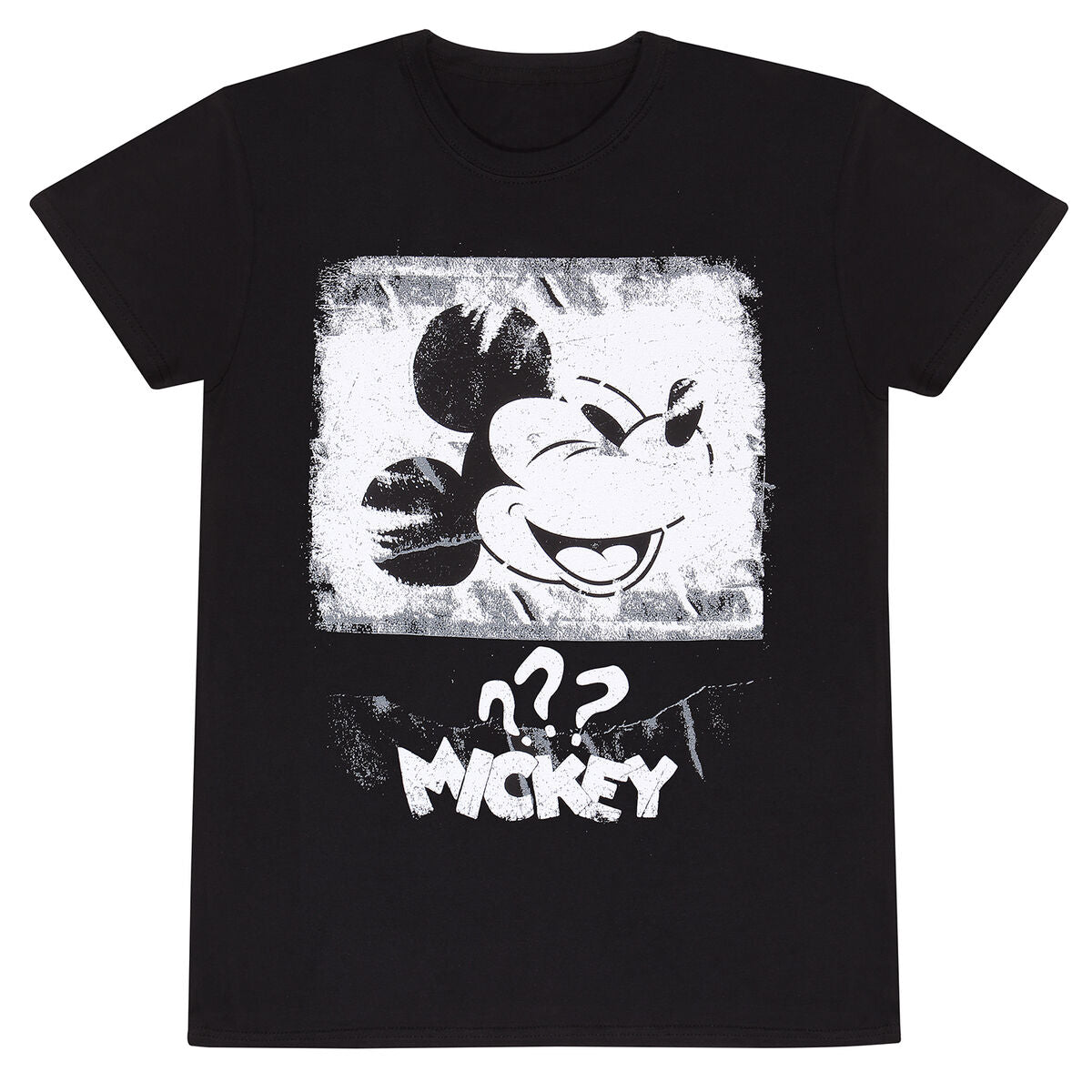 Mickey Mouse Unisex Kurzarm-T-Shirt Poster Style Schwarz