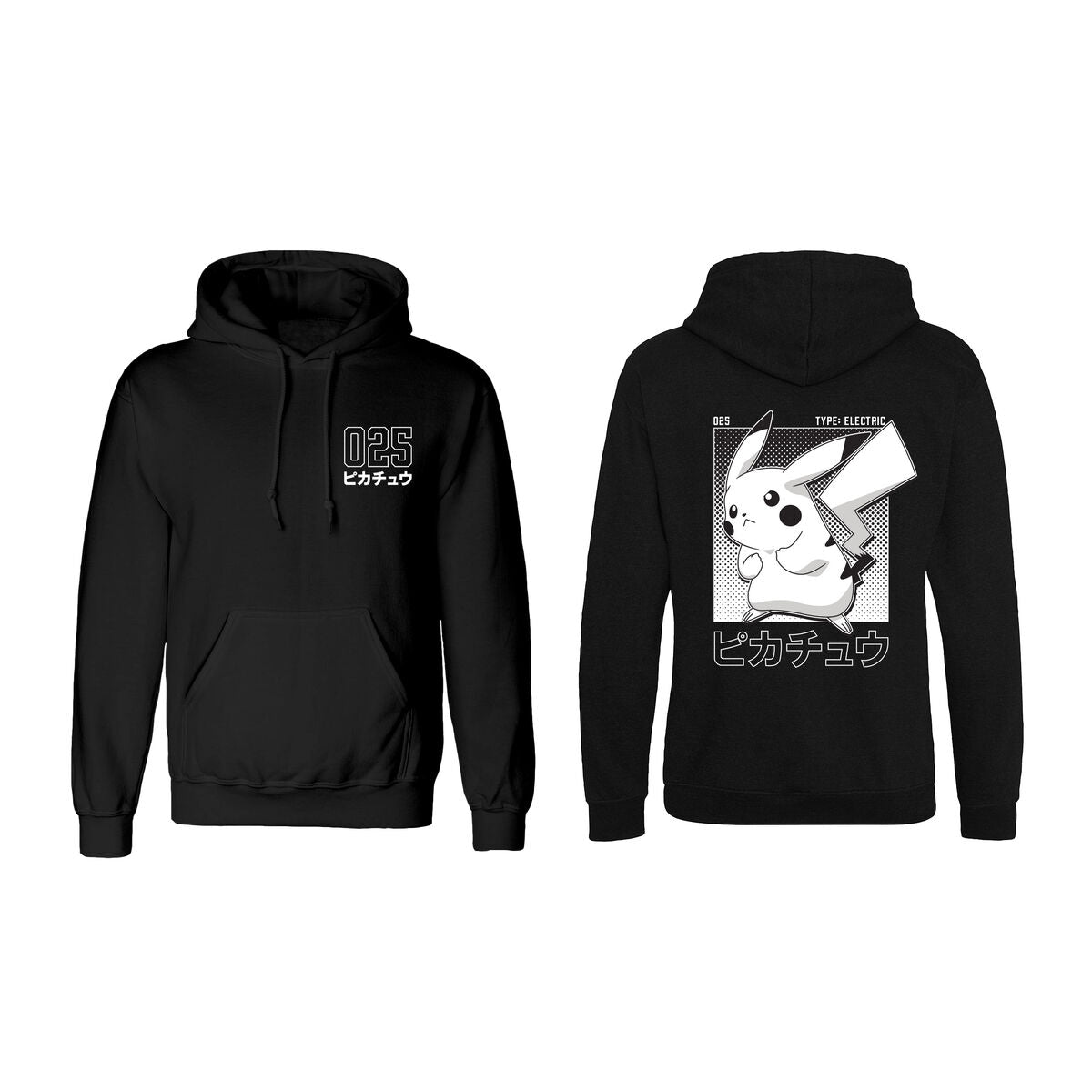Pokémon Unisex-Hoodie Halftone Pikachu Schwarz – XL