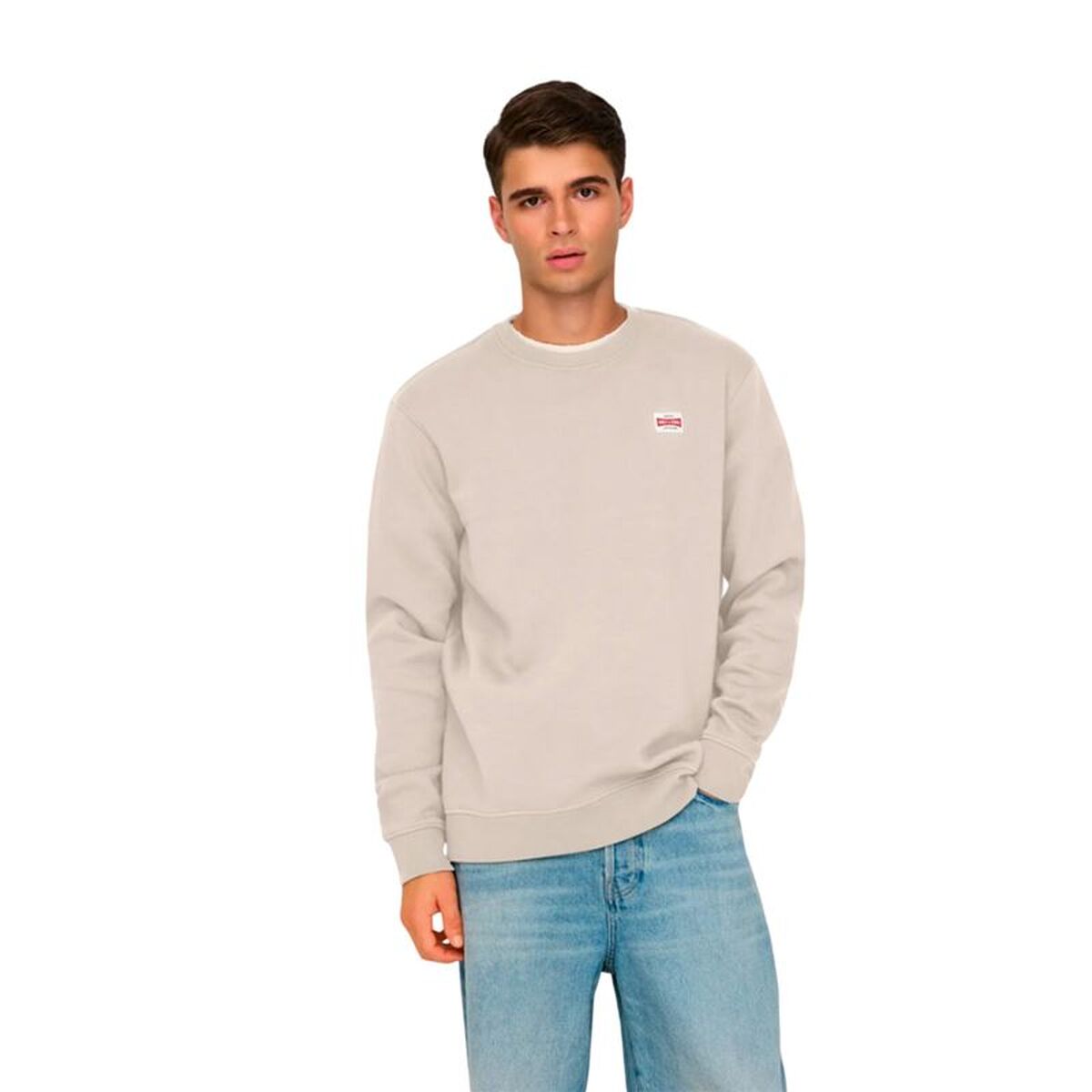 Only & Sons Herren-Sweatshirt without Hood Onsdawson Reg Crew Vd Weiß – M