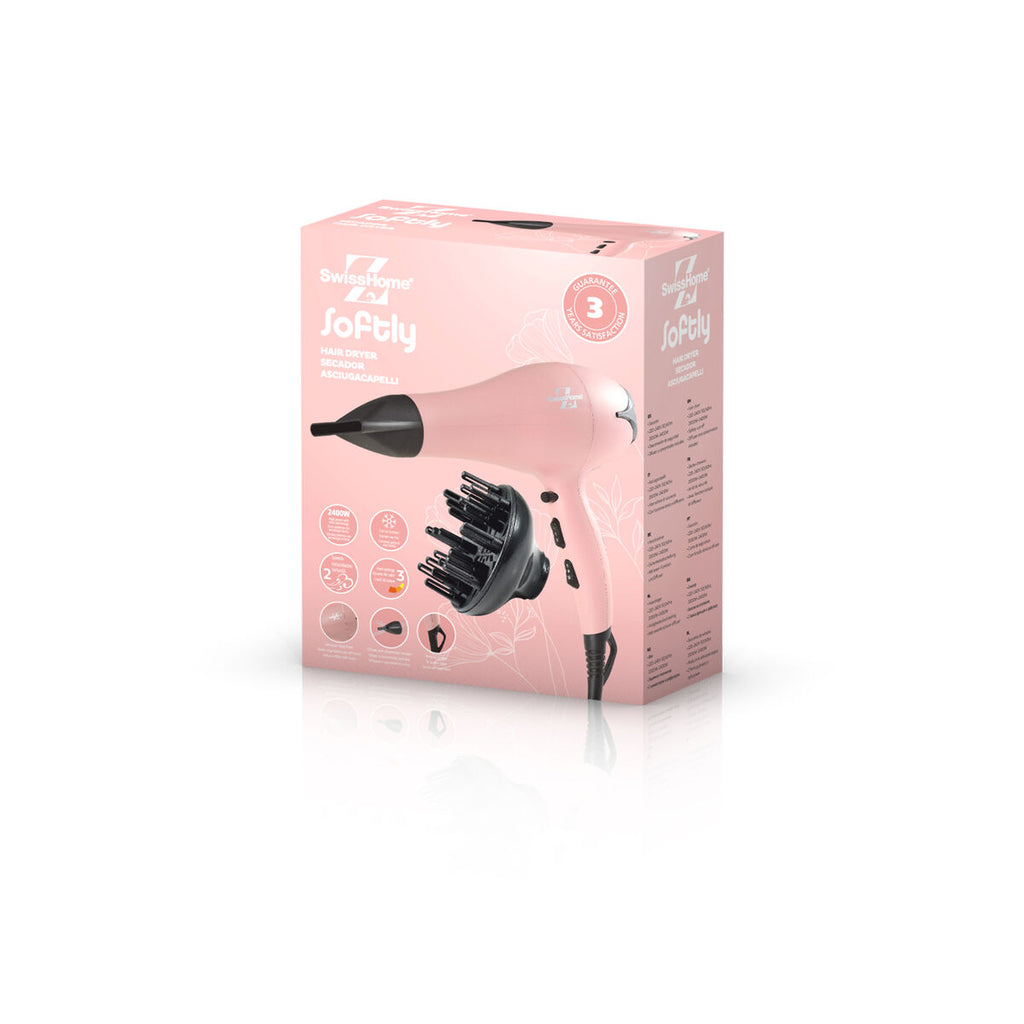 SwissHome Hairdryer Softly Rosa 2400 W
