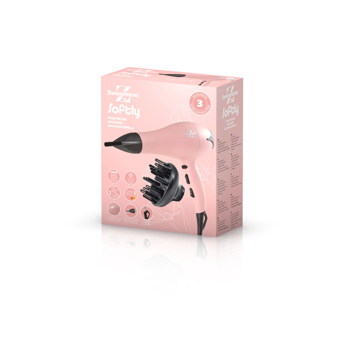 SwissHome Hairdryer Softly Rosa 2400 W