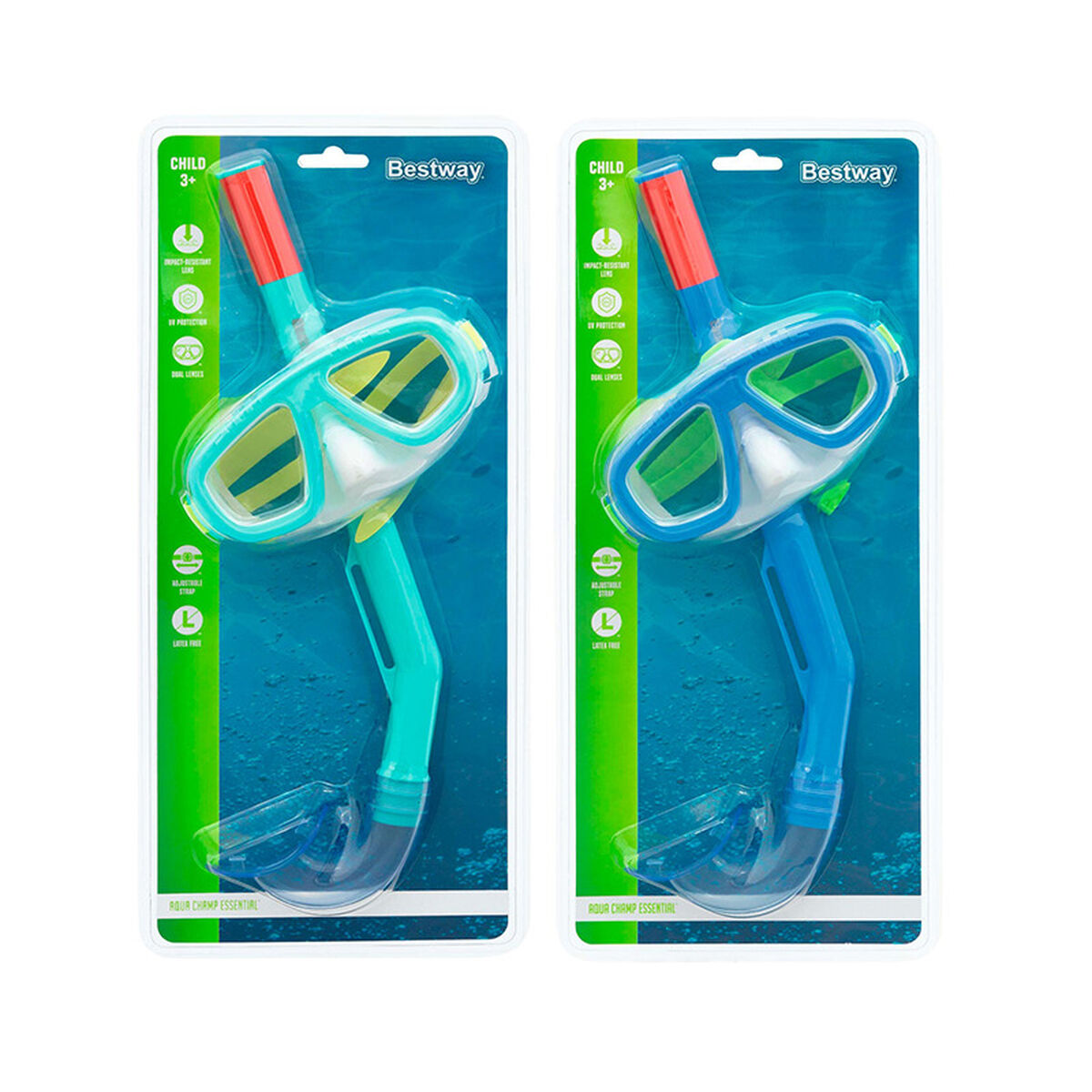 Bestway Schnorchel Goggles & Tube für Kinder Blau Türkis