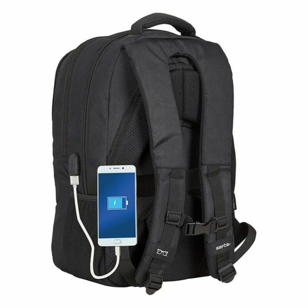 Rucksack für Notebook & Tablet mit USB Ausgang Safta 15,6'' Schwarz 30 x 43 x 16 cm