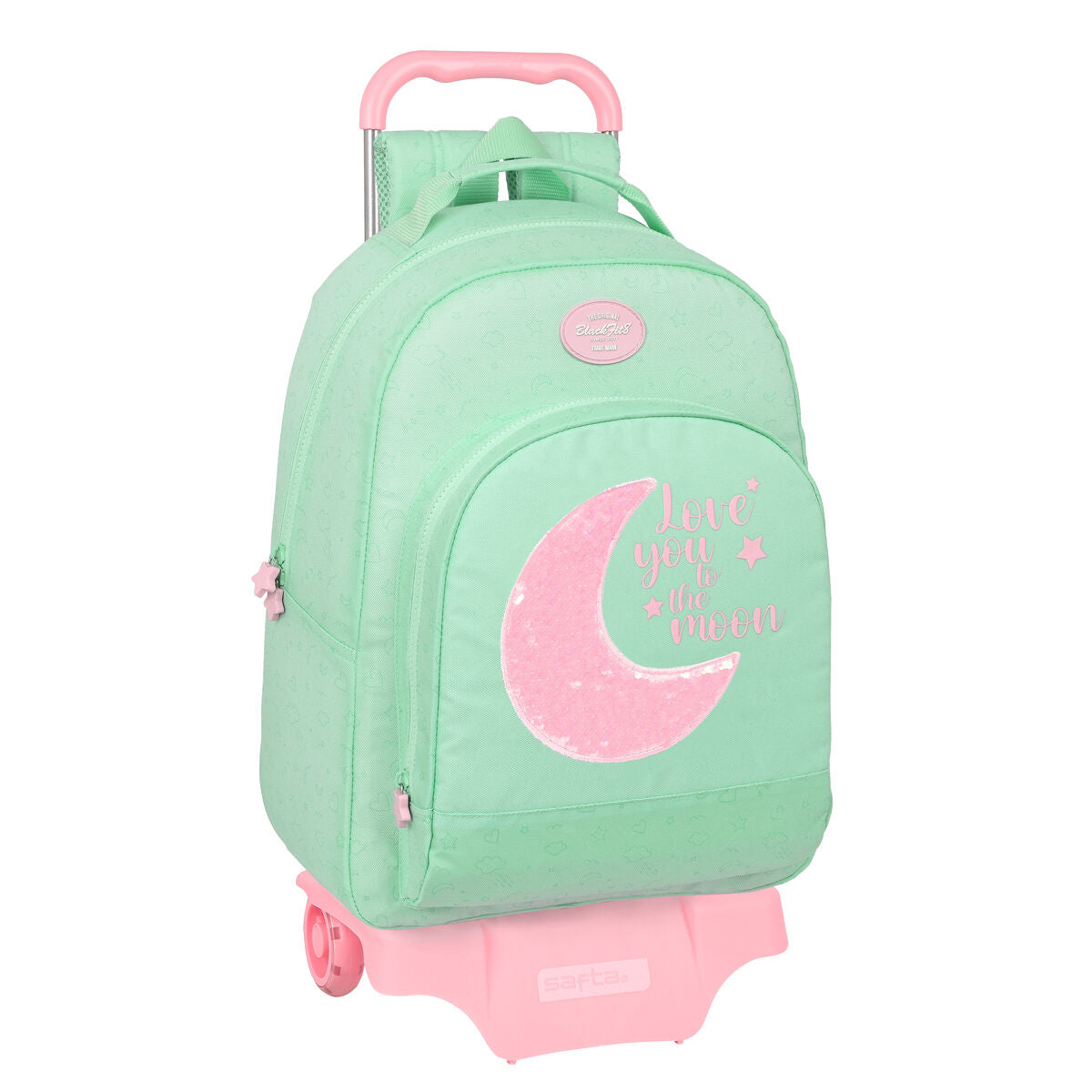 School Rucksack with Wheels BlackFit8 Moon Grün 32 x 42 x 15 cm – Produktbild 1