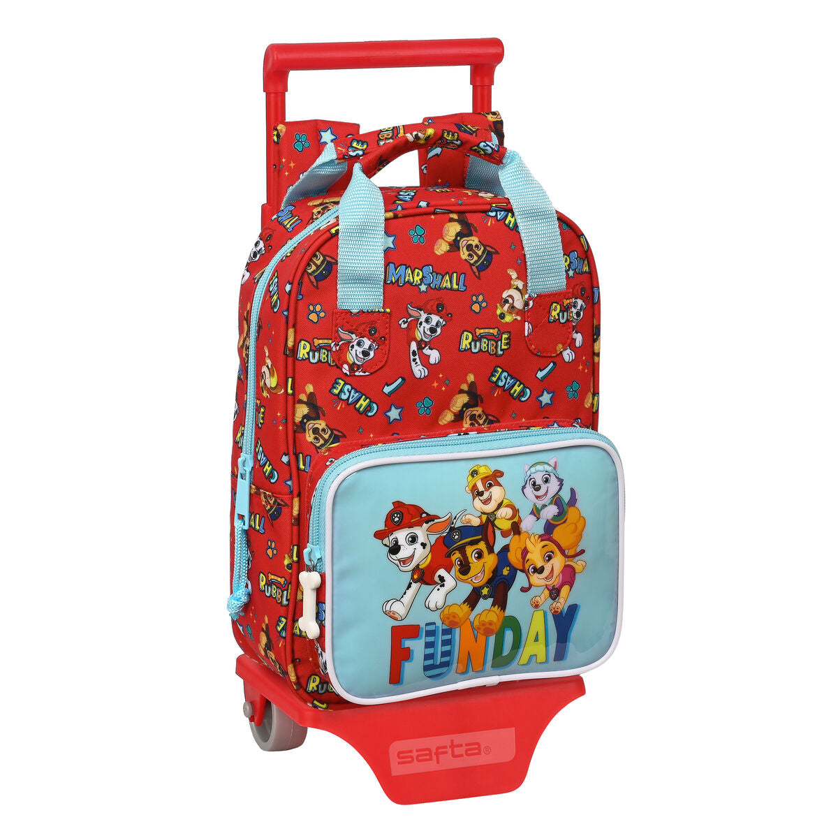 School Rucksack with Wheels The Paw Patrol Funday Rot Light Blau (20 x 28 x 8 cm) – Produktbild 1