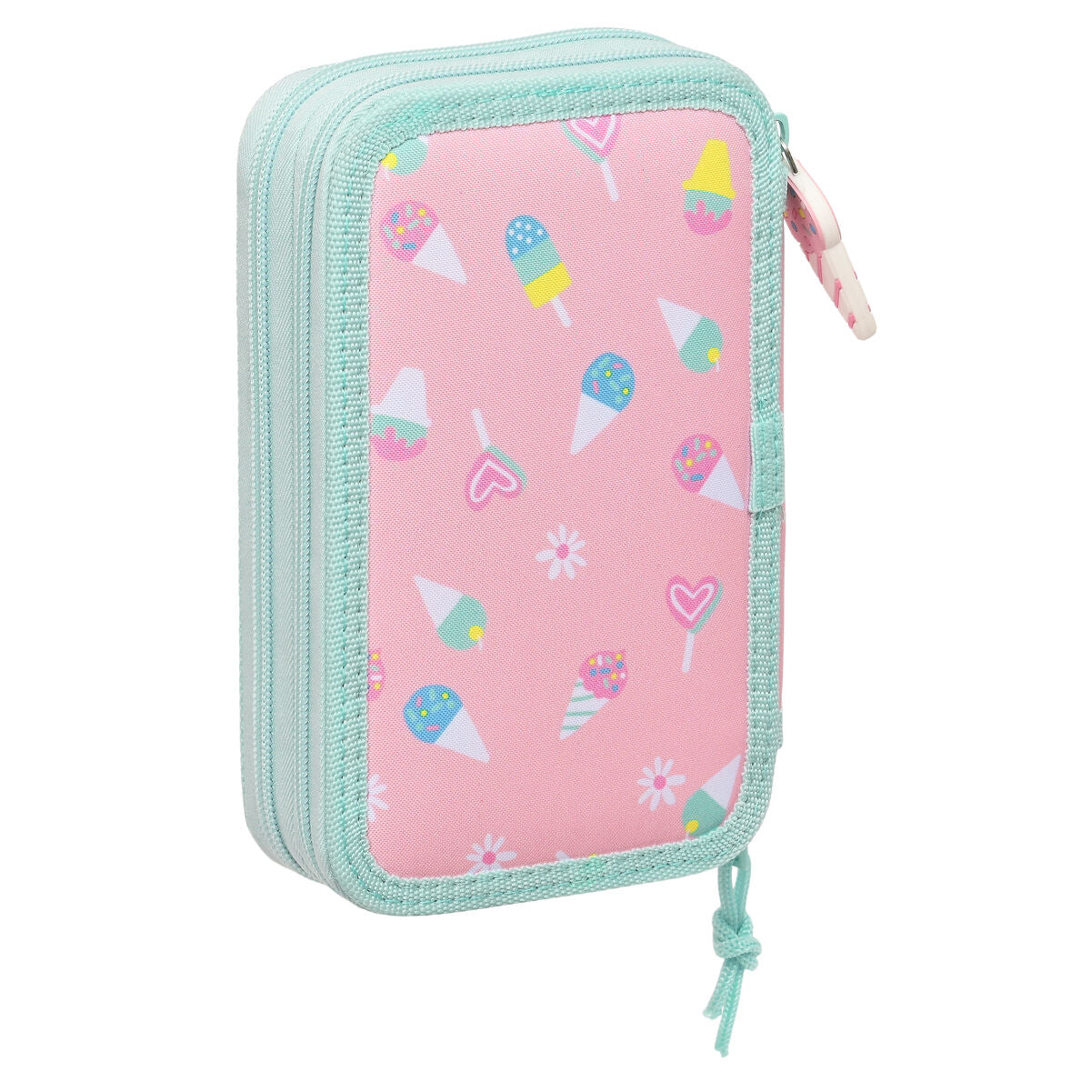 Doppelt Federmäppchen Peppa Pig Ice Creme Rosa Mint 12.5 x 19.5 x 4 cm (28 Teile)