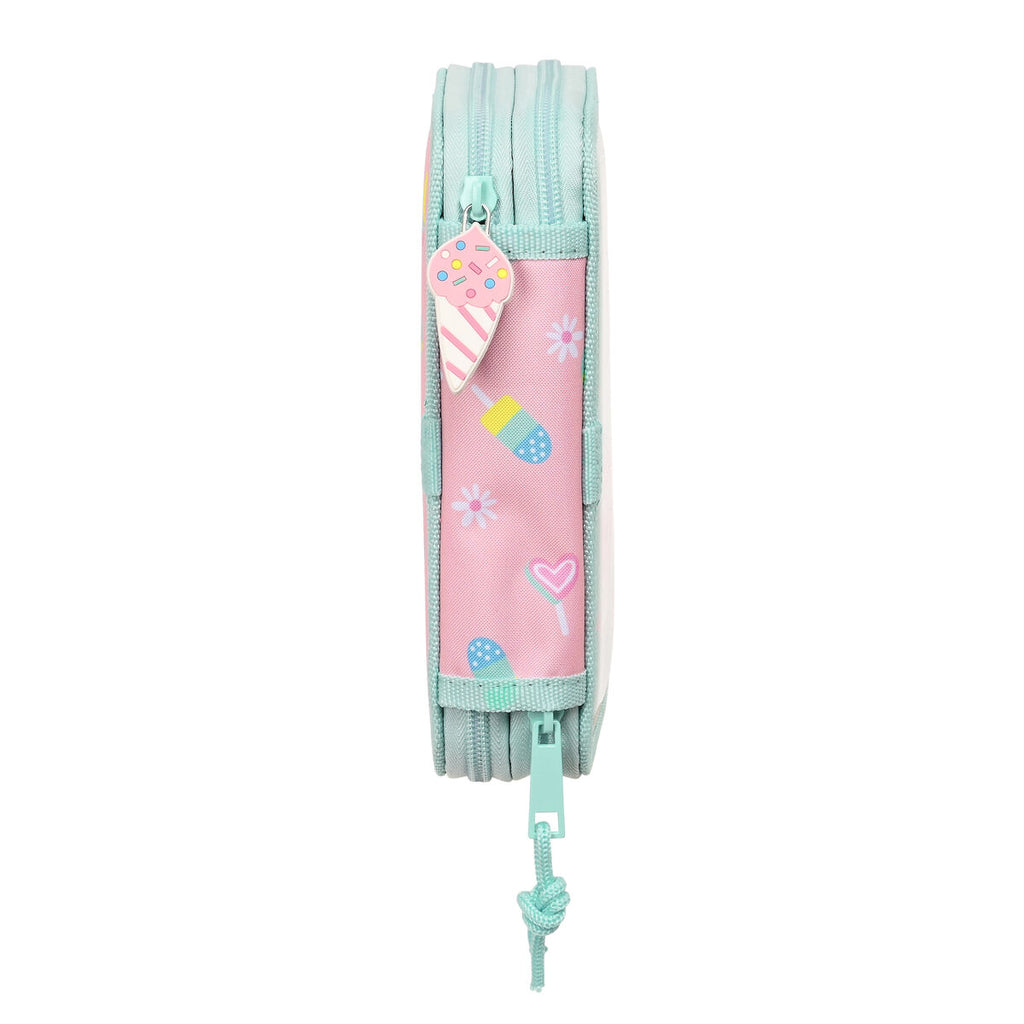 Doppelt Federmäppchen Peppa Pig Ice Creme Rosa Mint 12.5 x 19.5 x 4 cm (28 Teile)