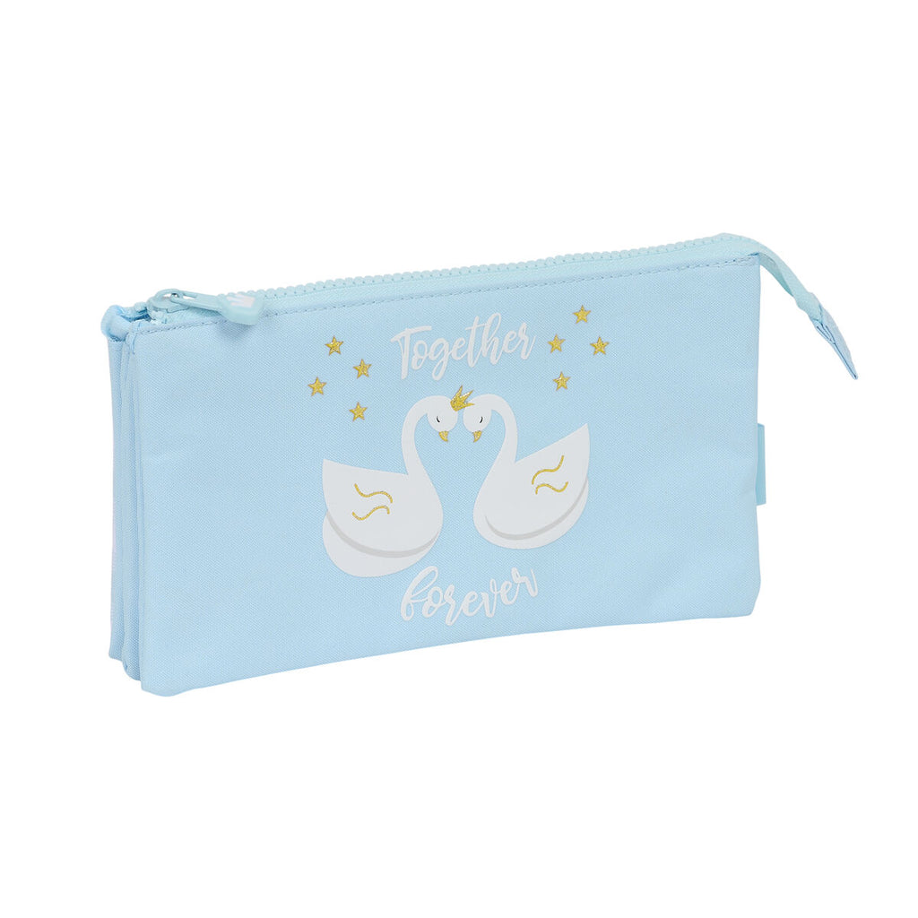 Dreifach-Federmäppchen Glow Lab Cisnes Hellblau 22 x 12 x 3 cm