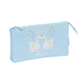 Dreifach-Federmäppchen Glow Lab Cisnes Hellblau 22 x 12 x 3 cm