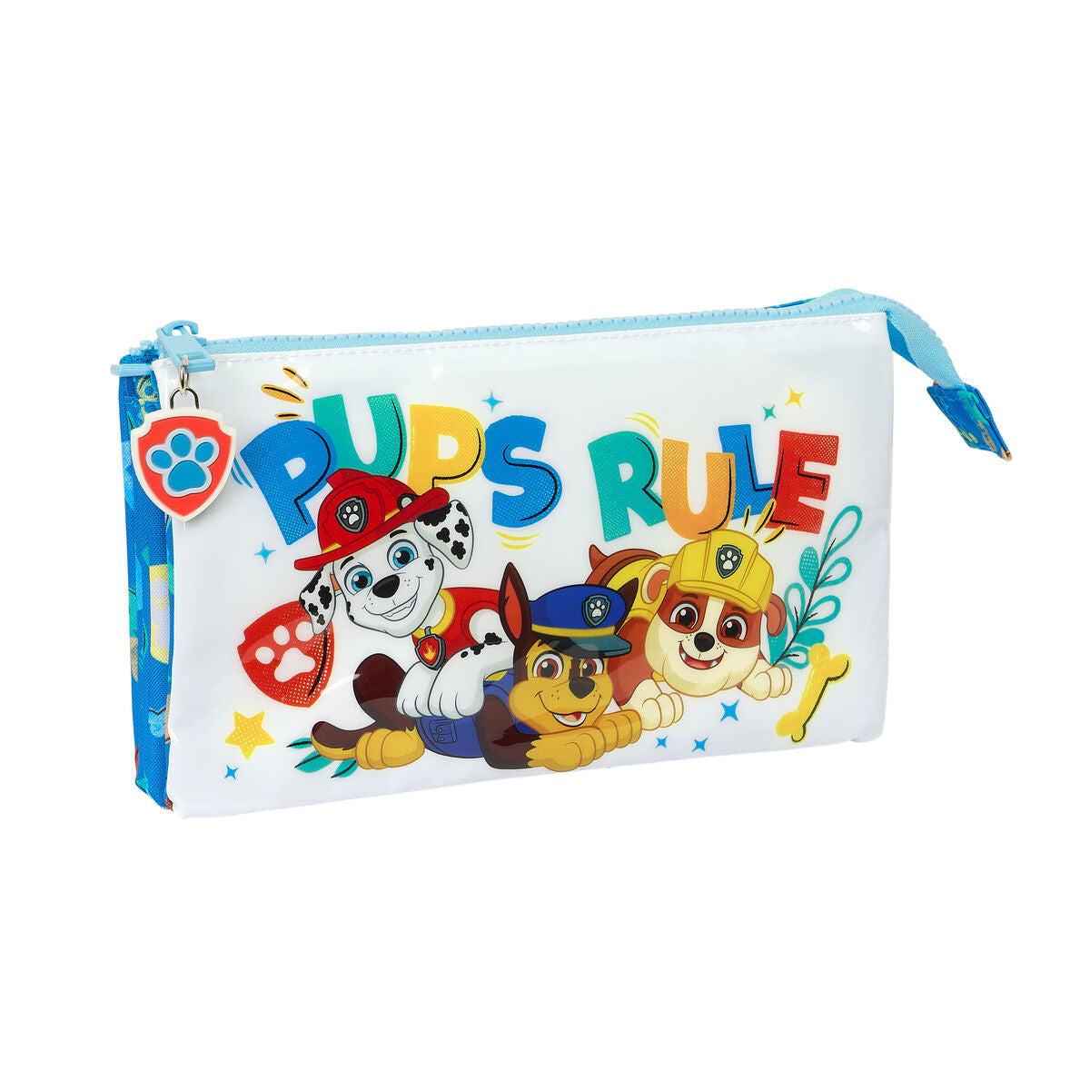 The Paw Patrol Dreifach-Federmäppchen Pups rule Blau