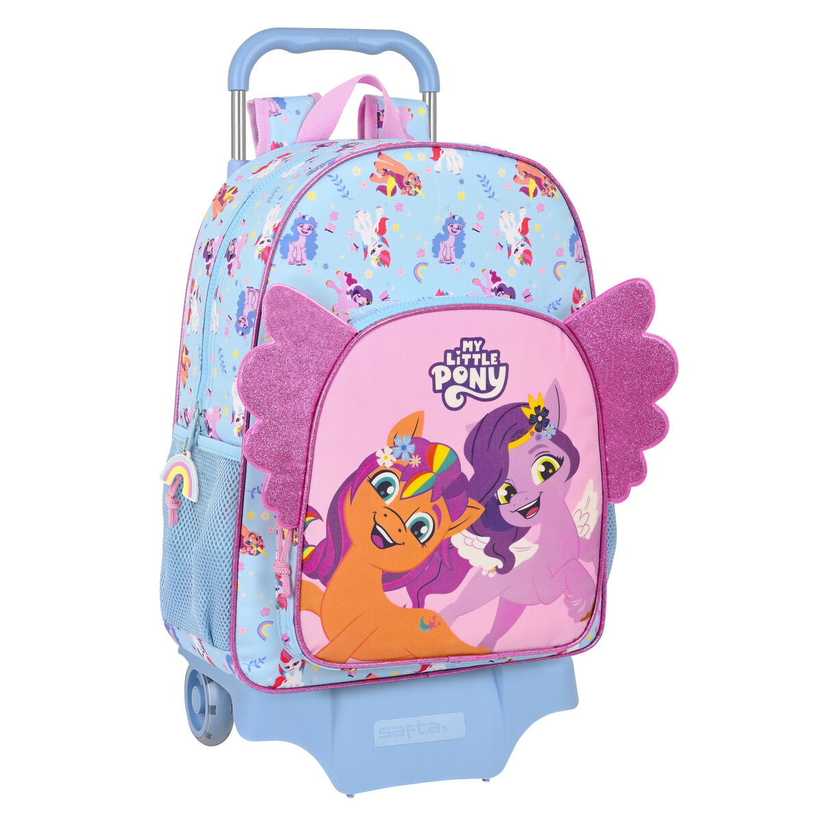 School Rucksack with Wheels My Little Pony Wild & free Blau Rosa 33 x 42 x 14 cm – Produktbild 1