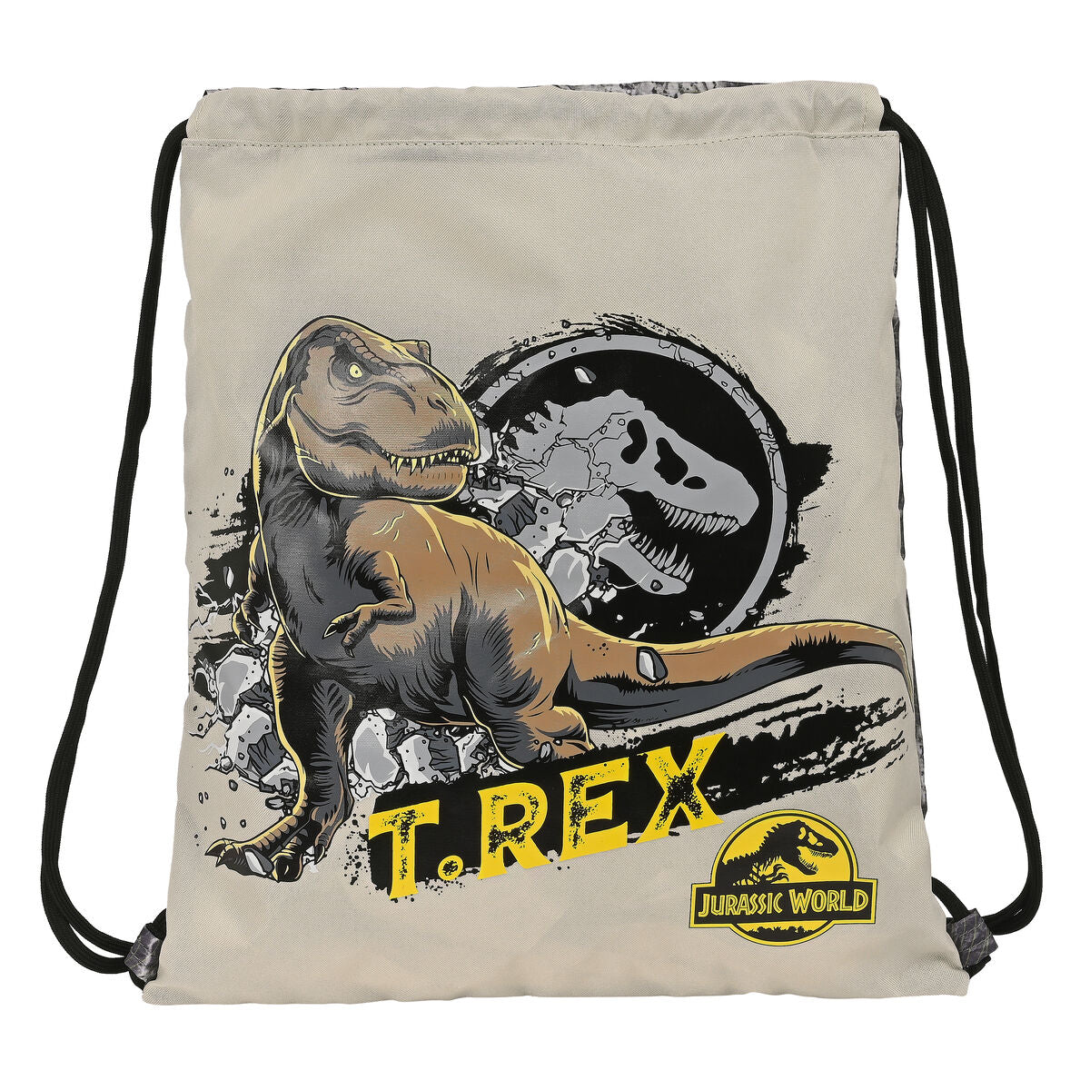 Rucksack mit Kordeln Jurassic World Warning Grau 35 x 40 x 1 cm