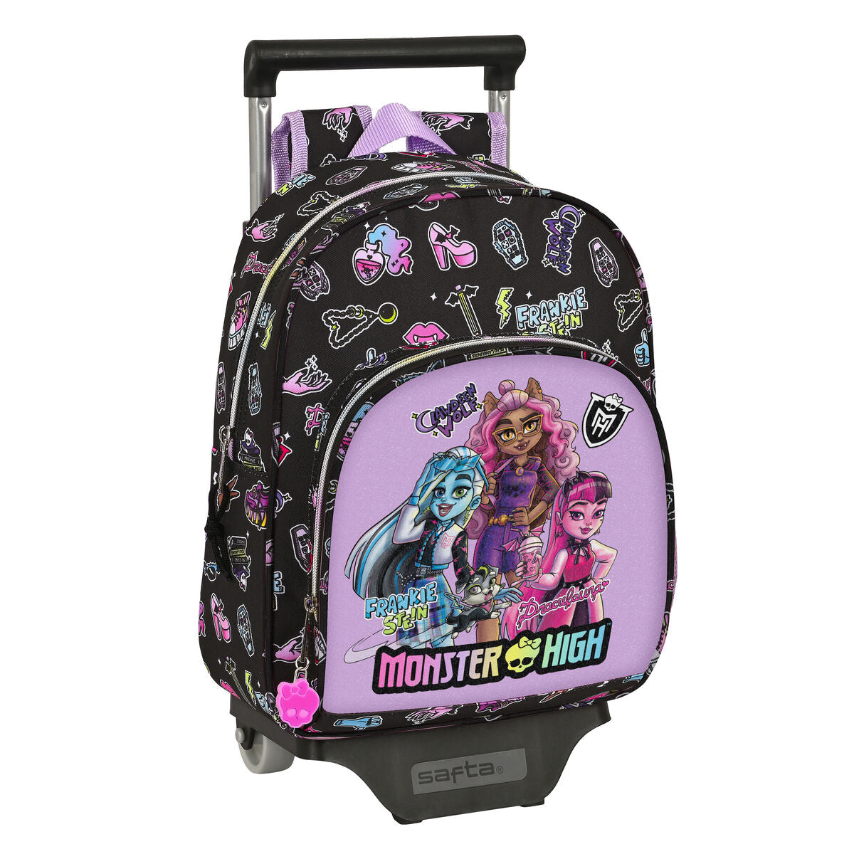 School Rucksack with Wheels Monster High Creep Schwarz 28 x 34 x 10 cm – Produktbild 1