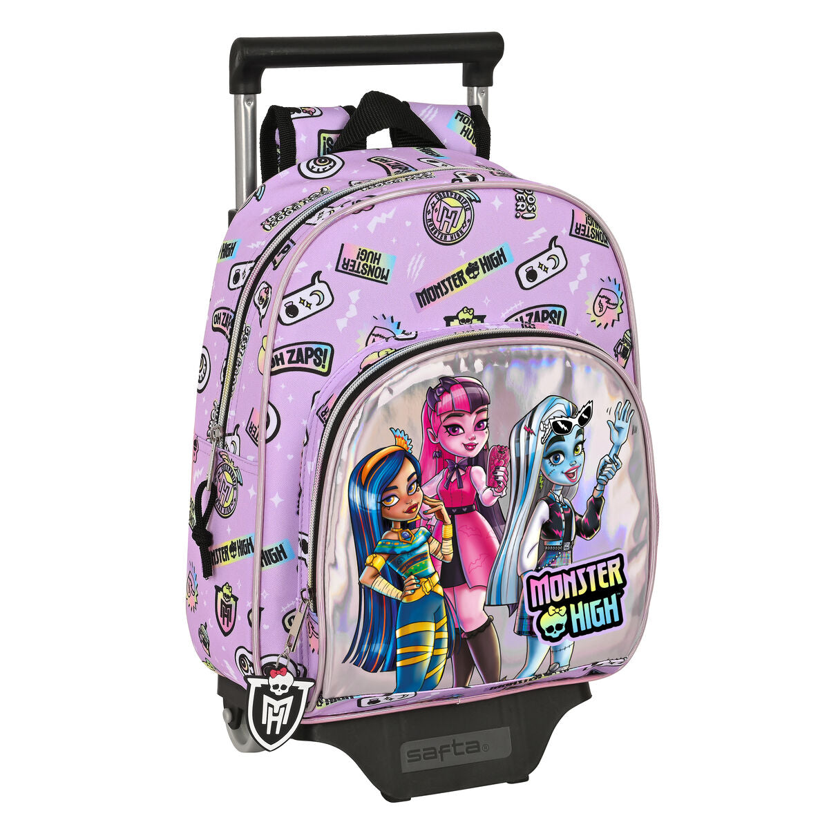 School Rucksack with Wheels Monster High Best boos Lilac 28 x 34 x 10 cm – Produktbild 1