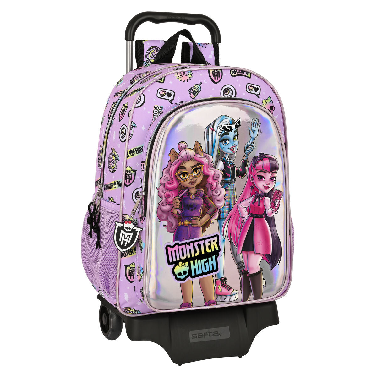 School Rucksack with Wheels Monster High Best boos Lilac 33 x 42 x 14 cm – Produktbild 1