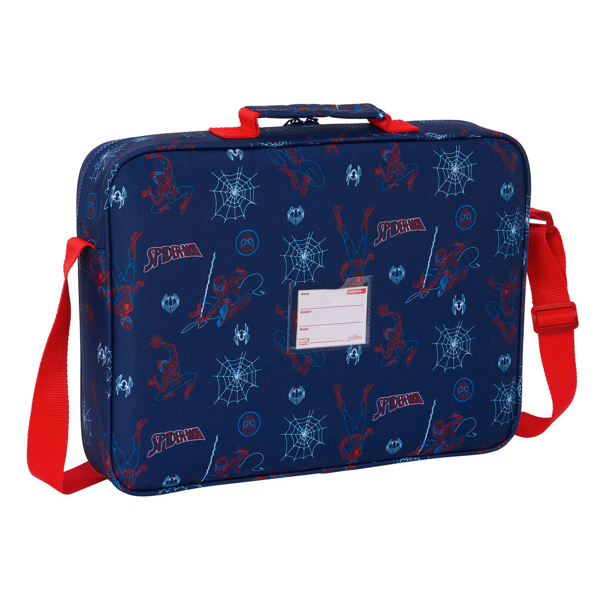 Schule Umhängetasche Spider-Man Neon Dunkelblau Blau 38 x 28 x 6 cm