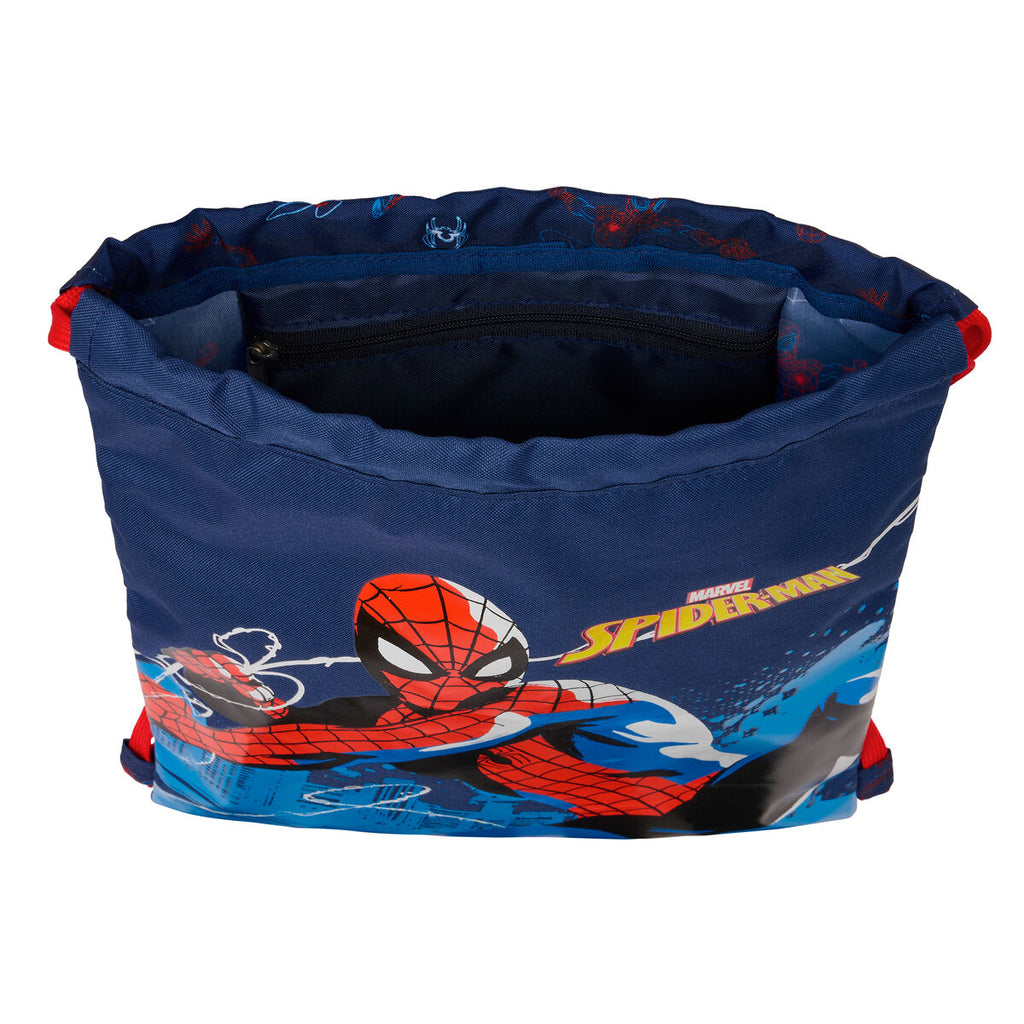 Rucksack mit Kordeln Spider-Man Neon Dunkelblau Blau 26 x 34 x 1 cm