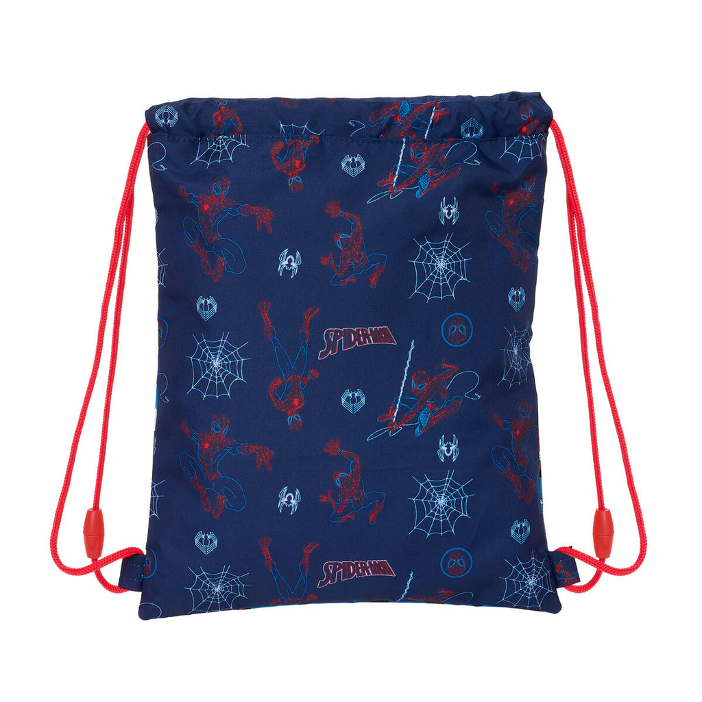 Rucksack mit Kordeln Spider-Man Neon Dunkelblau Blau 26 x 34 x 1 cm