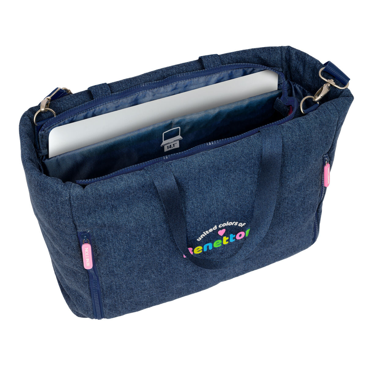 Tasche Benetton Denim Blau 40 x 31 x 17 cm
