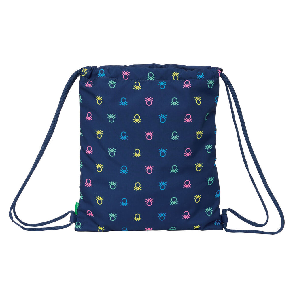 Rucksack mit Kordeln Benetton Cool Dunkelblau Blau 35 x 40 x 1 cm