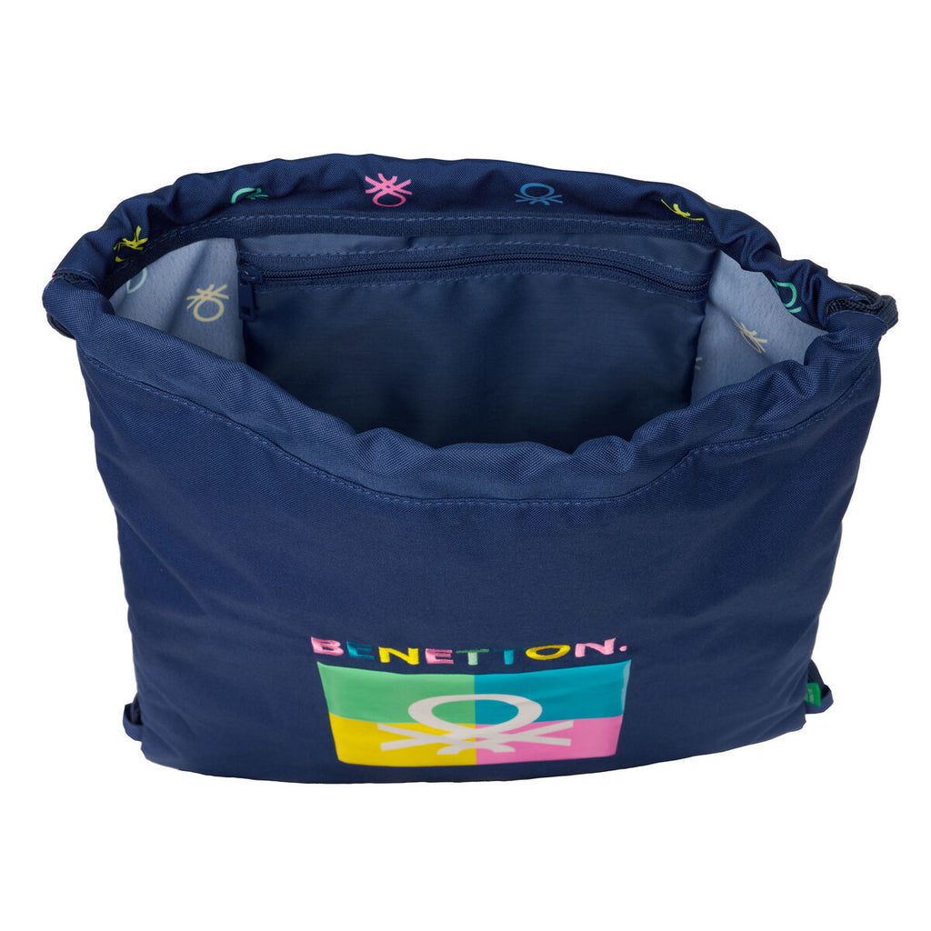 Rucksack mit Kordeln Benetton Cool Dunkelblau Blau 35 x 40 x 1 cm