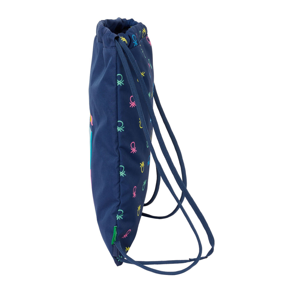 Rucksack mit Kordeln Benetton Cool Dunkelblau Blau 35 x 40 x 1 cm