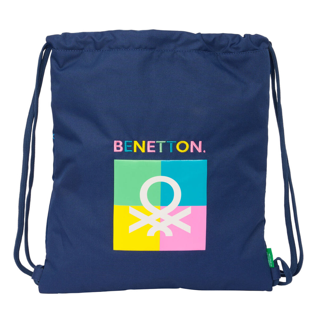 Rucksack mit Kordeln Benetton Cool Dunkelblau Blau 35 x 40 x 1 cm