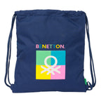 Rucksack mit Kordeln Benetton Cool Dunkelblau Blau 35 x 40 x 1 cm
