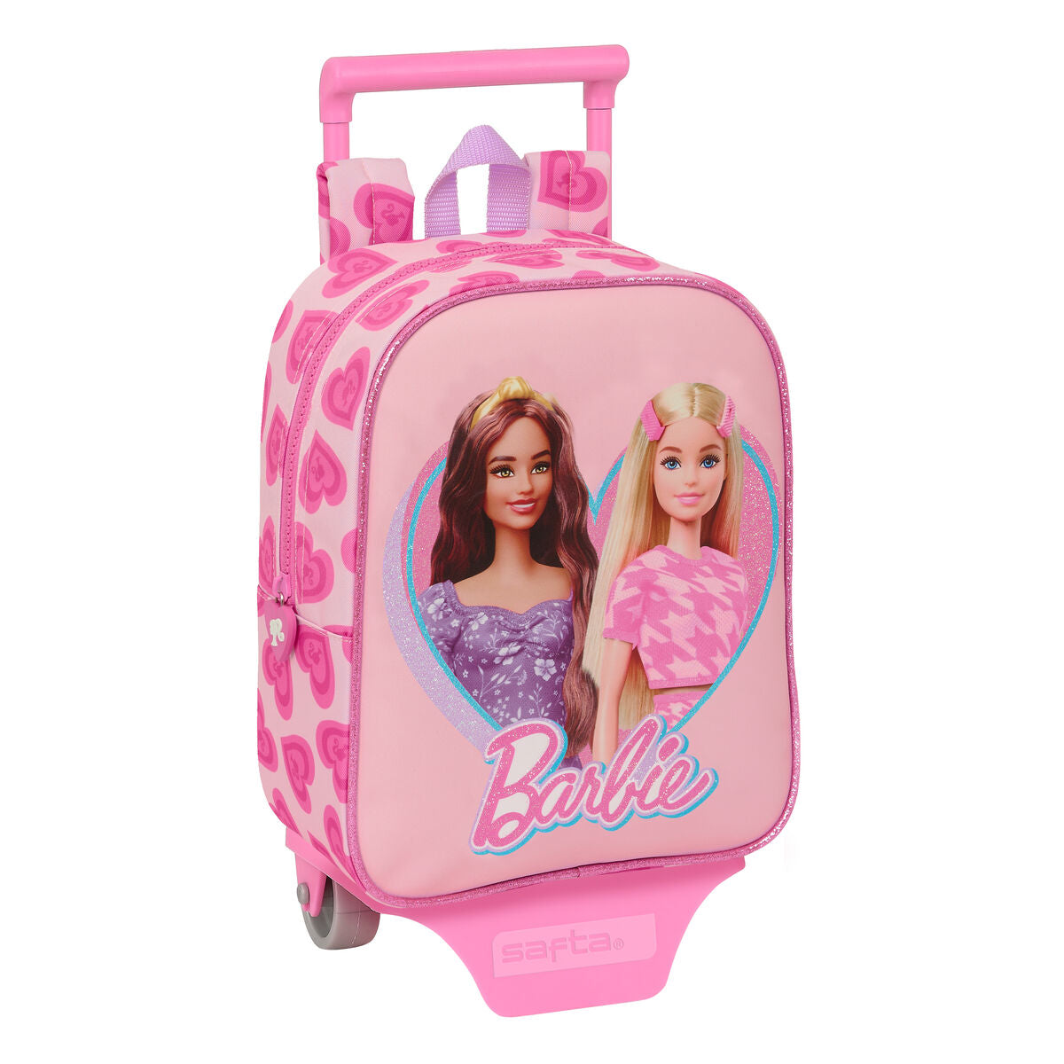 School Rucksack with Wheels Barbie Love Rosa 22 x 27 x 10 cm – Produktbild 1
