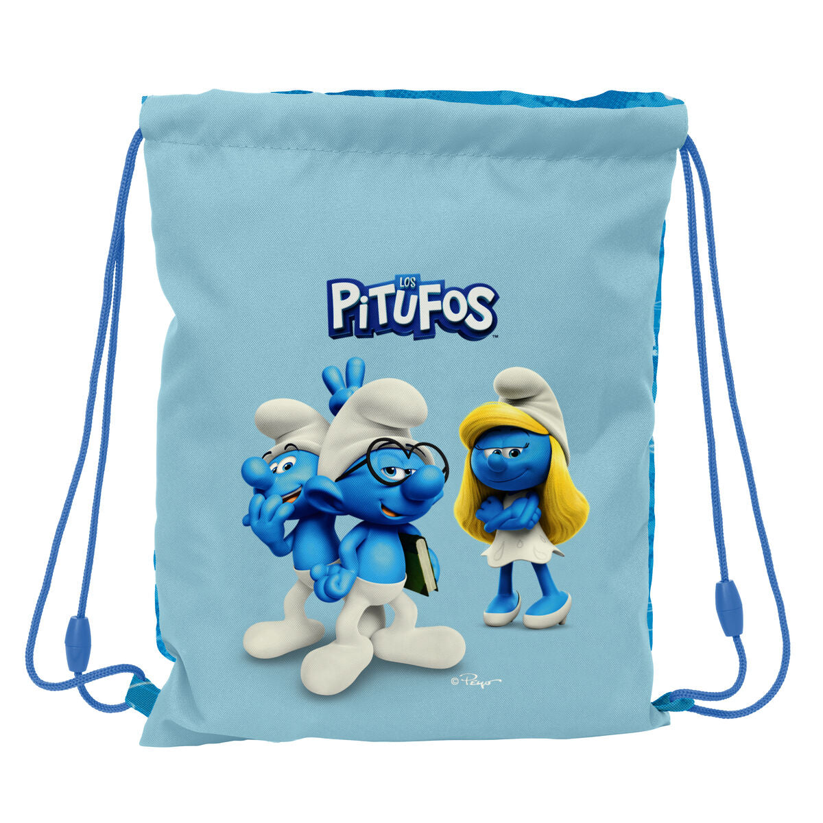 Rucksack mit Kordeln Los Pitufos Blau Himmelblau 26 x 34 x 1 cm
