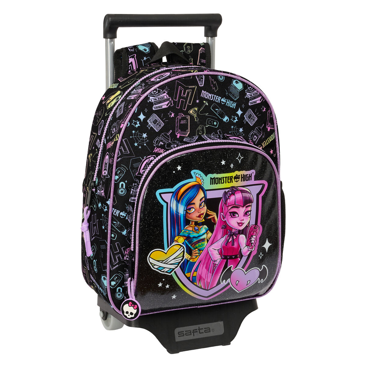 School Rucksack with Wheels Monster High Schwarz 28 x 34 x 10 cm – Produktbild 1