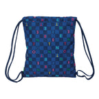 Benetton Rucksack mit Kordeln Damero Dunkelblau