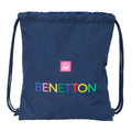 Benetton Rucksack mit Kordeln Damero Dunkelblau
