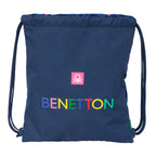 Benetton Rucksack mit Kordeln Damero Dunkelblau