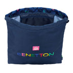 Benetton Rucksack mit Kordeln Damero Dunkelblau