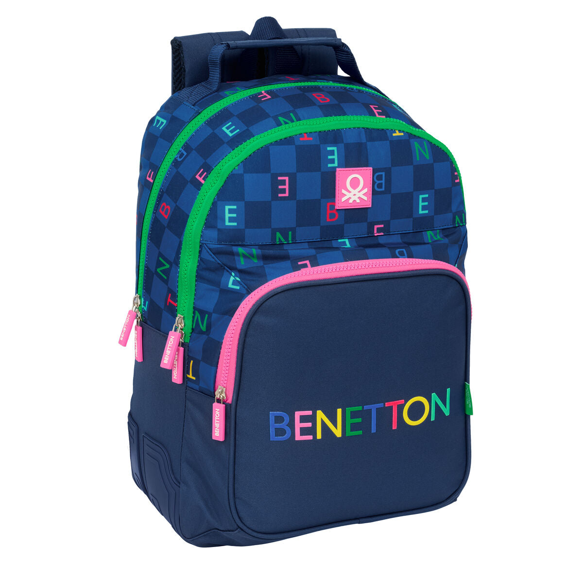 School Bag Benetton Damero Navy Blau 32 x 42 x 15 cm – Produktbild 1