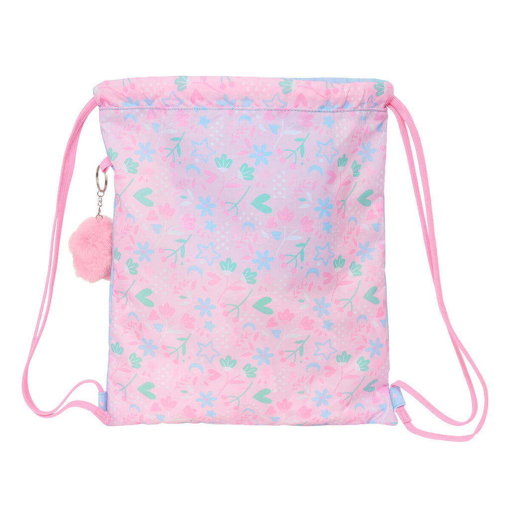 BlackFit8 Rucksack mit Kordeln Smile Blau Rosa
