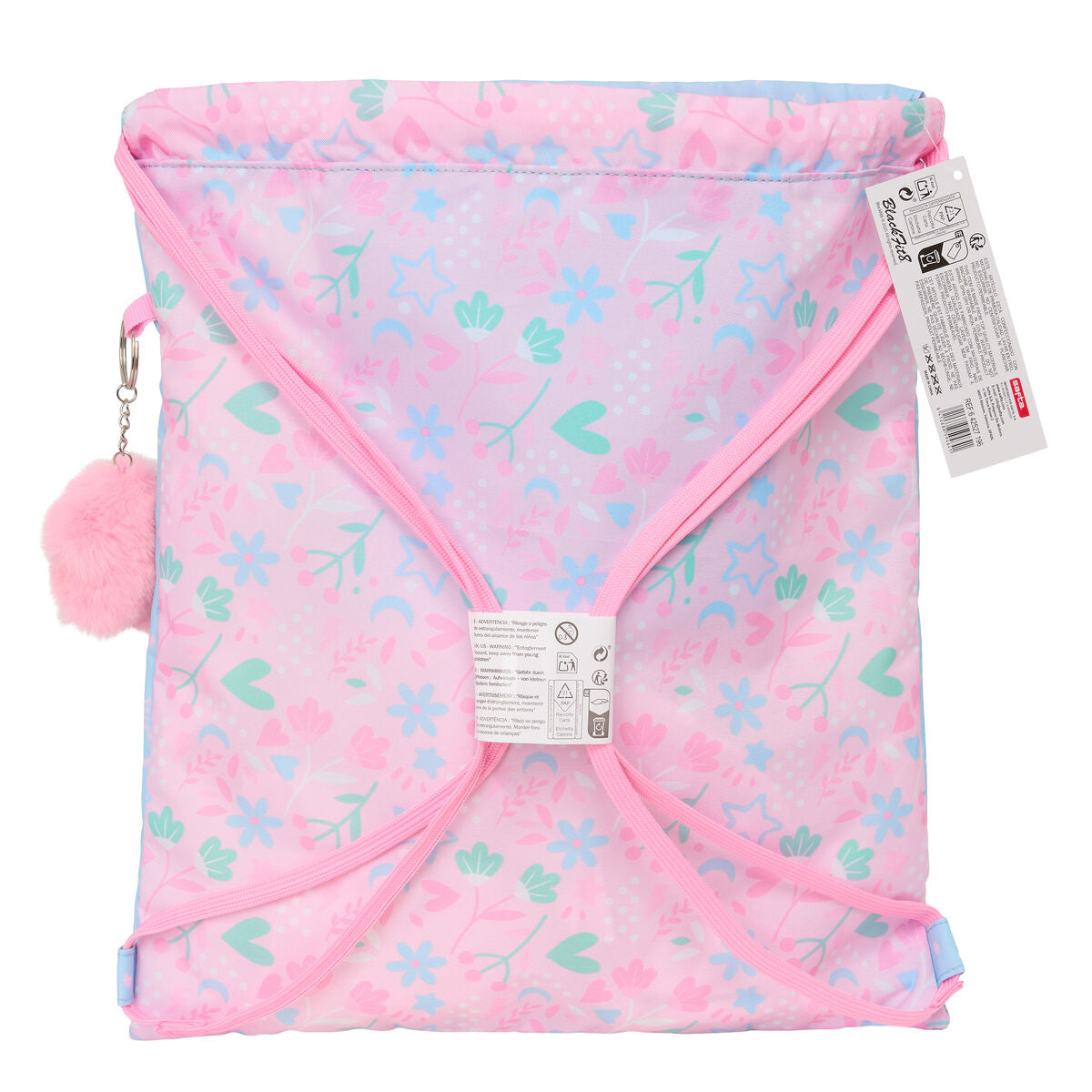 BlackFit8 Rucksack mit Kordeln Smile Blau Rosa